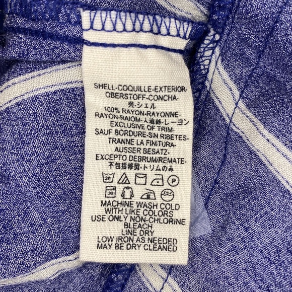 Free People Blue & White Chevron Cinched Waist Victorian Style L/S Blouse Sz L - Picture 5 of 5